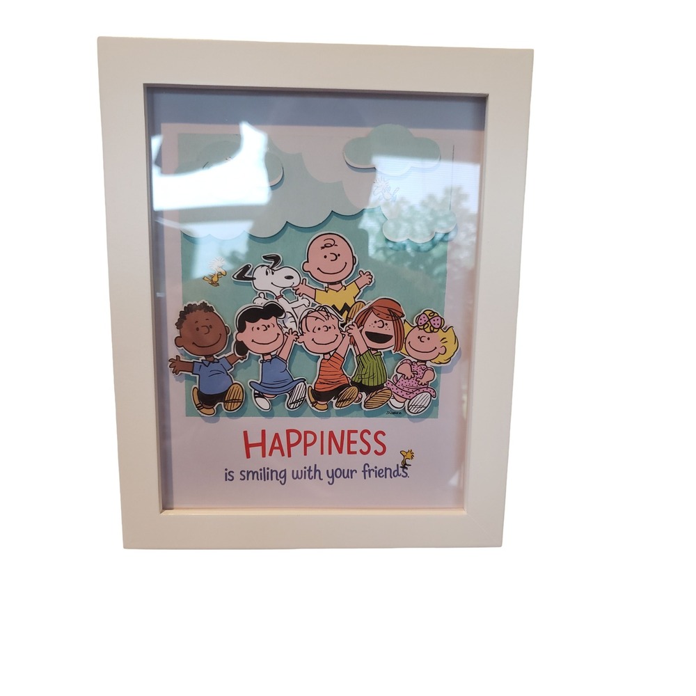 DaySpring Peanuts Happiness Wall Decor 3D Shadow Box White Frame U2955 Snoopy